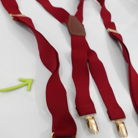 Suspender Mens Red Clip On X Back Adjustable Stretch Burgundy Wine WEST GERMANY - Picture 9 of 10